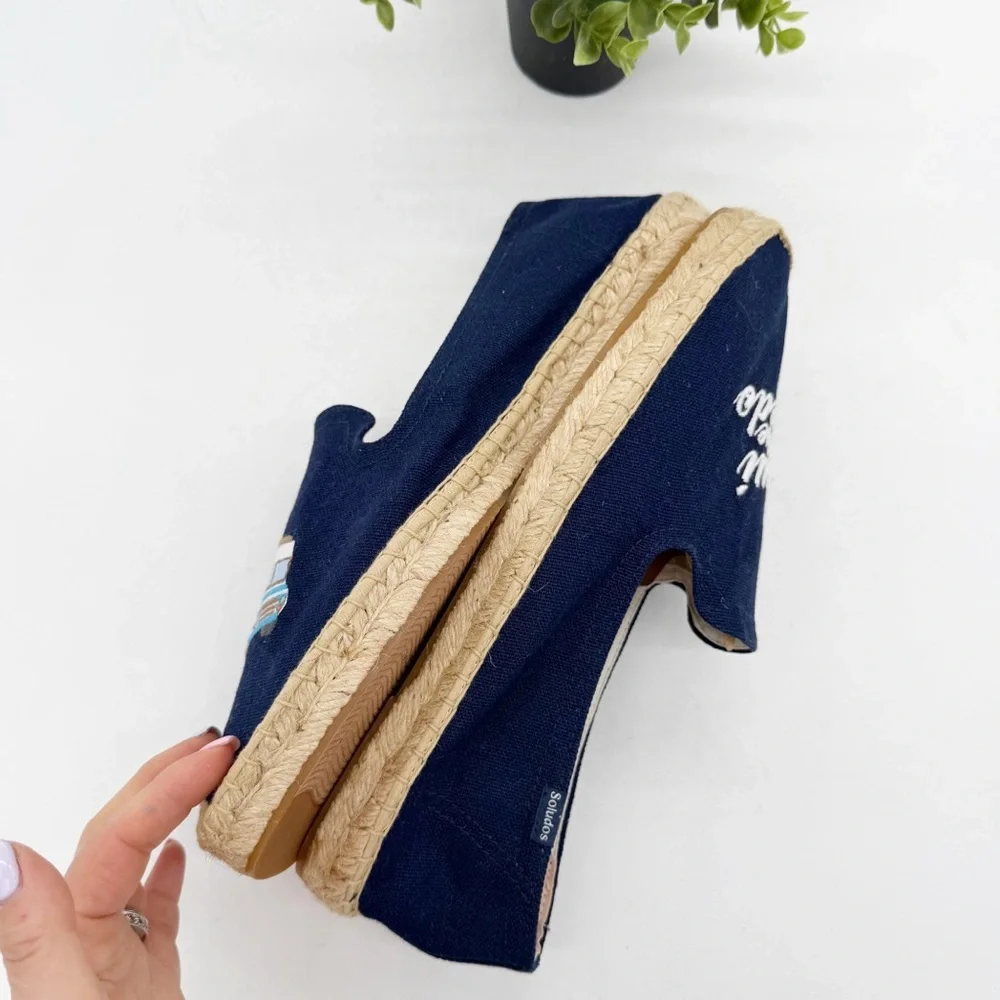 Soludos x Rosewood Aqui Me Quedo Navy Blue Slip-On Espadrille Size 13 Vacation